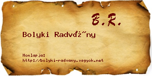 Bolyki Radvány névjegykártya